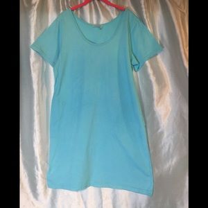 Lt. Green/Aqua Shirt dress w/pockets, scoop-neck, 100% cotton, NWT